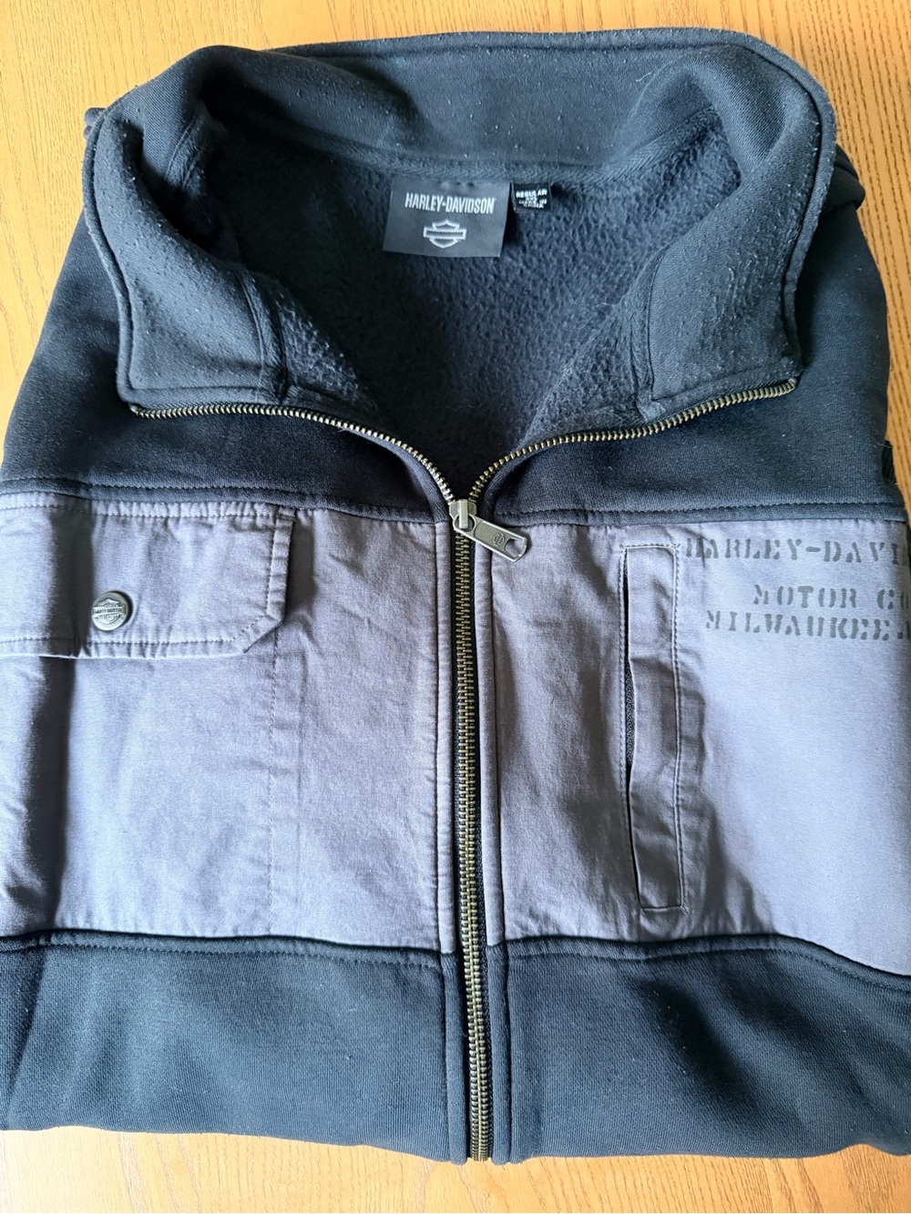 Harley-Davidson Two-Tone Black and Gray Zip-Up  Jacket